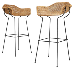 Set of Metal and Wicker Bucket Stools, 1950