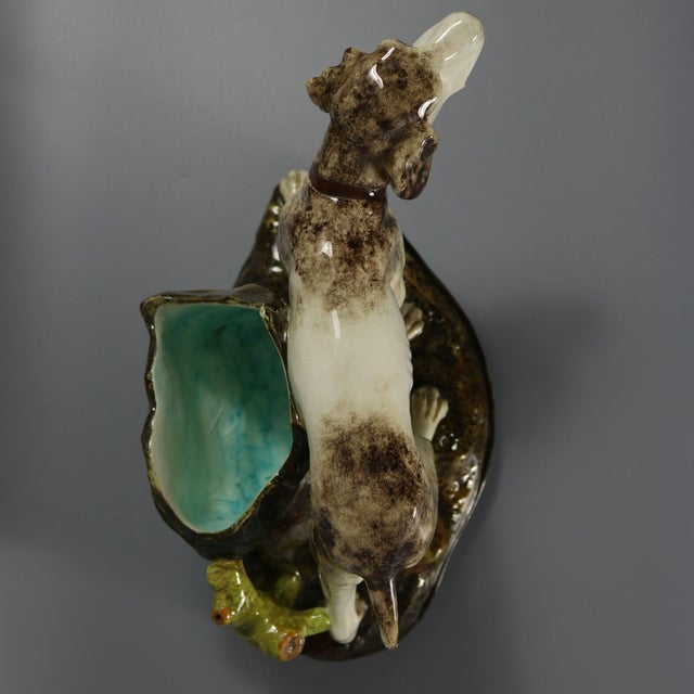 Jerome Massier Fils Majolica Hunting Dog Vase For Sale - Image 9 of 12