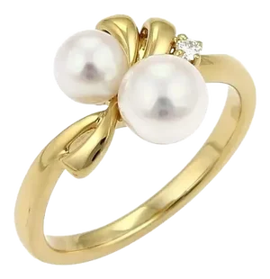 Mikimoto Akoya Pearls & Diamond 18k Yellow Gold Floral Ring
