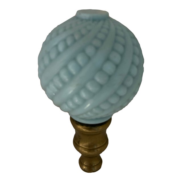 Antique Victorian French Light Blue Hobnail Newel Post Finial For Sale