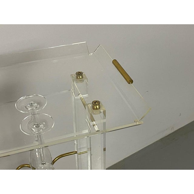 Sculptural Acrylic Glass and Brass Wine Rack by David Lange. France, 1970s For Sale - Image 6 of 13