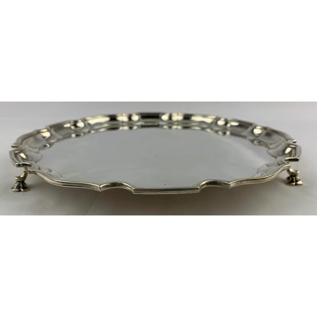 Mid-Century Modern 1960s Vintage Silverplate Round Serving Tray For Sale - Image 3 of 6