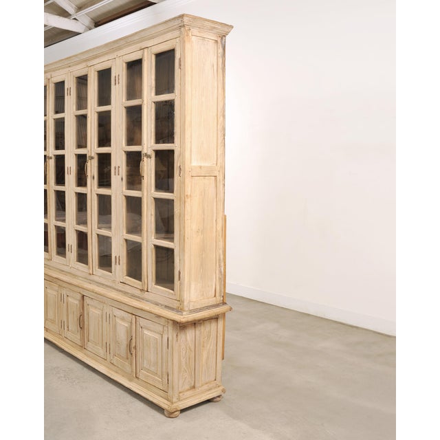 Tan Country French Bleached Oak Bookcase Bibliotheque Cabinet 8 Ft For Sale - Image 8 of 18