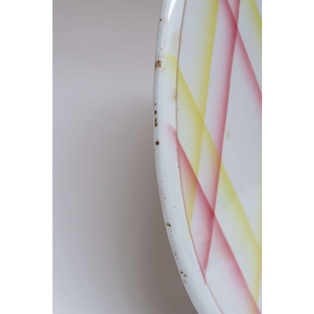 Vintage German Ceramic Cake or Pie Plate / Round Trivet With Diamond Argyle / Lattice Pattern For Sale - Image 13 of 18