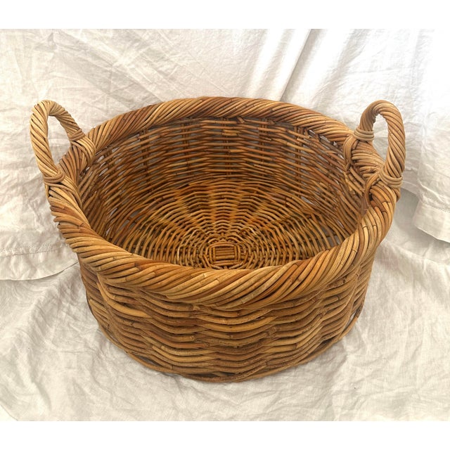 Rustic European Woven Rattan/Wicker Gathering Basket For Sale - Image 4 of 5