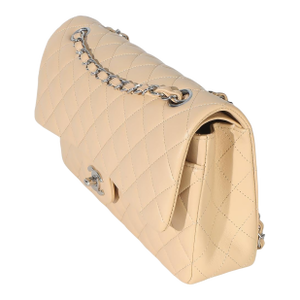 Beige Quilted Lambskin Classic Double Flap Bag