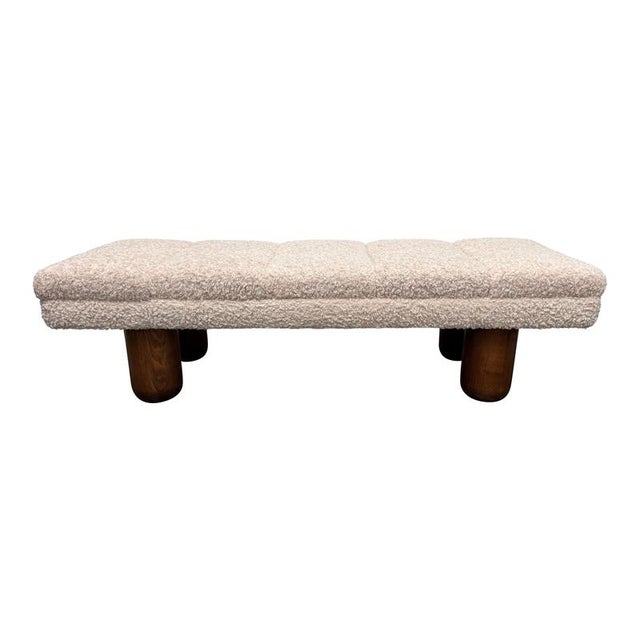 Large Bouclé Bench with Oak Legs, 1970s For Sale - Image 10 of 10