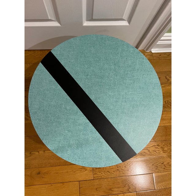 Mid-Century Modern 1980 Teal Blue Formica Short Pedestal For Sale - Image 3 of 5
