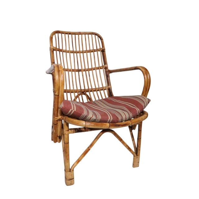 Pr. Coastal Style Mid 20th Century Bamboo Rattan Lounge Chairs For Sale - Image 12 of 12