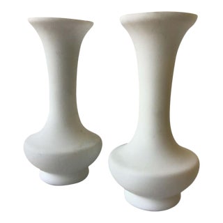 1960s Italian White Frosted Glass Lamps - A Pair For Sale