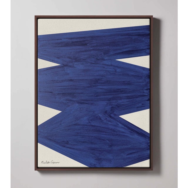 "Affirmations Blue No. 1" Set of 2 Geometric Paintings by Nicolette Capuano For Sale - Image 4 of 8