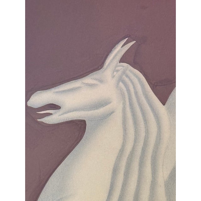 Mid-Century Modern Mid 20th Century Original Gustave Kaitz Winged Pegasus Watercolor-Art Deco Painting-Framed-Signed For Sale - Image 3 of 11