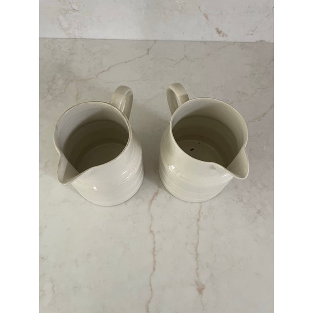 Early 20th Century Pair Antique English Ironstone Dairy Banded Pitchers For Sale - Image 5 of 9