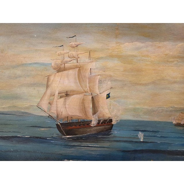 French Artist, Naval Battle, 1800s, Oil on Board, Framed For Sale - Image 4 of 14