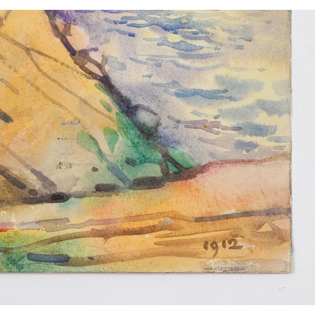American 1912 Rocky Coast New England Egbert Cadmus Watercolor Painting For Sale - Image 3 of 5