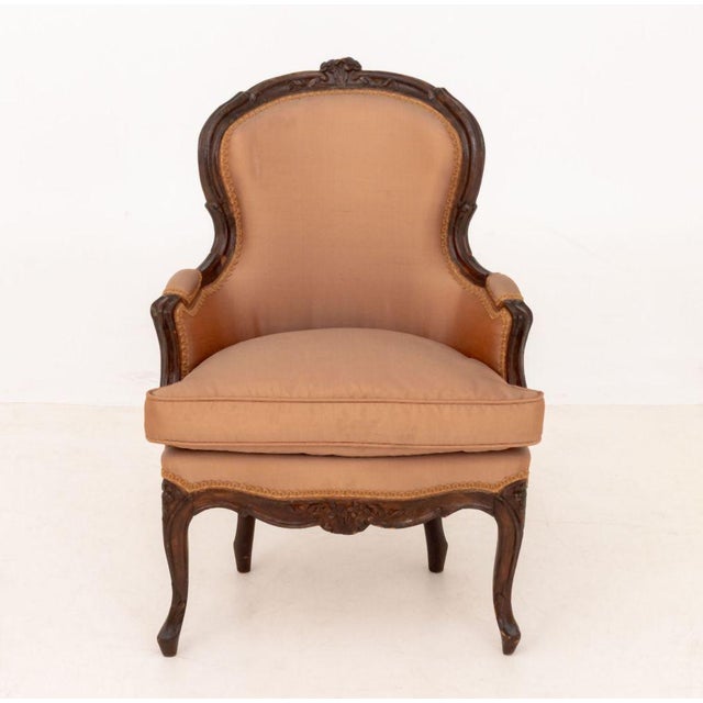 French Louis XV Silk Upholstered Child's Bergere For Sale - Image 3 of 11
