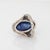 1930s Vintage Art Deco Ring Natural Ceylon Sapphire Enamel Cocktail 14k Gold Filigree, Size 5.25 For Sale - Image 5 of 7