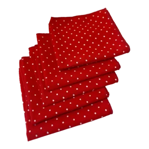 Vintage Red and White Polka Dot Cocktail Napkins- Set of 5