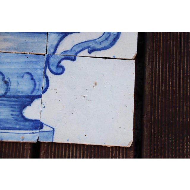 Tile Mural Panel Depicting a Baroque Jardinière With Flowers, Portuguese, 18th Century For Sale - Image 12 of 14