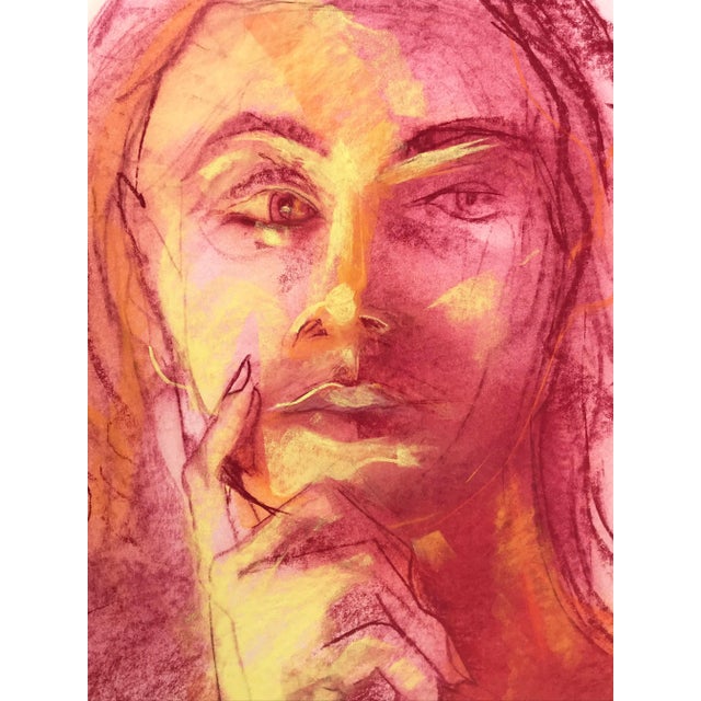 Vintage Expressionist Pastel Portrait of a Female Nude by Gerard Haggerty For Sale - Image 4 of 6