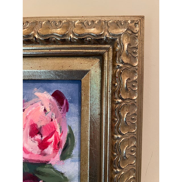 Pink Contemporary Impressionist Style Floral Still Life Painting, Signed For Sale - Image 8 of 10