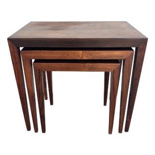 Severin Hansen for Haslev Møbelsnedkeri, Set of Three Rosewood Nesting Tables, 1960s For Sale