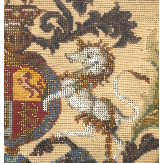 English Royal Coat of Arms Embroidered Tapestry For Sale - Image 4 of 5