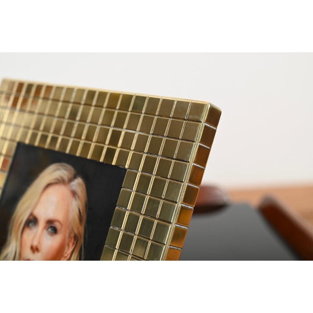 Metal Mid-Century Brass Photo Frame attributed to Dupont, France, 1970s For Sale - Image 7 of 15