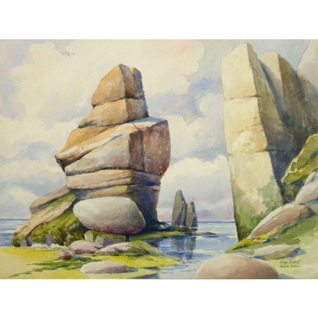 1920s S. Lefevre Goux, Vintage French Watercolor Seascape - Cape Fréhel, Brittany, France For Sale - Image 5 of 5