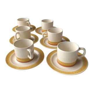 1970's Japanese Maruto Royal M "Santa Cruz" Cups & Saucers Set- 12 Pieces For Sale