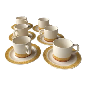1970's Japanese Maruto Royal M "Santa Cruz" Cups & Saucers Set- 12 Pieces