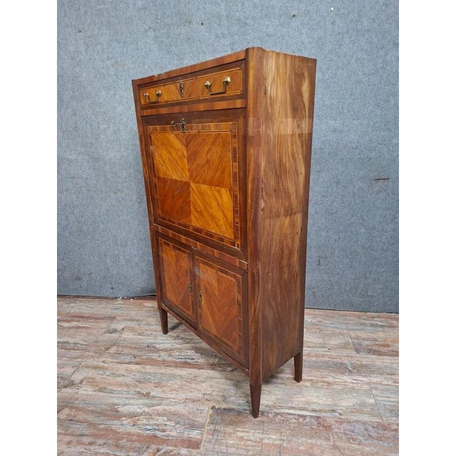 Late 18th Century LXVI Marquetry Drop-Front Secretary For Sale - Image 9 of 11