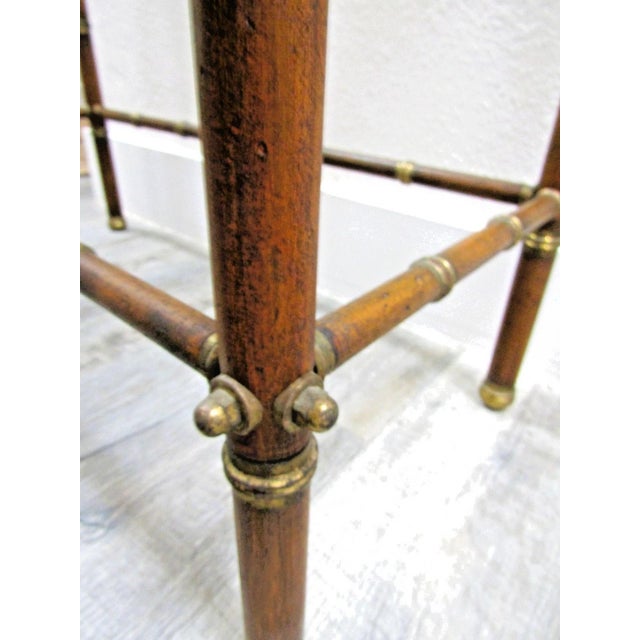 Mid-Century French Glass Top Faux Bamboo Wood and Brass Side Table Attributed to Maison Baguès For Sale - Image 15 of 18