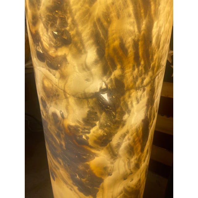 Late 20th Century Late 20th Century Onyx Modern Floor Lamp Sculpture Pedestal Column Crystal Lantern For Sale - Image 5 of 12