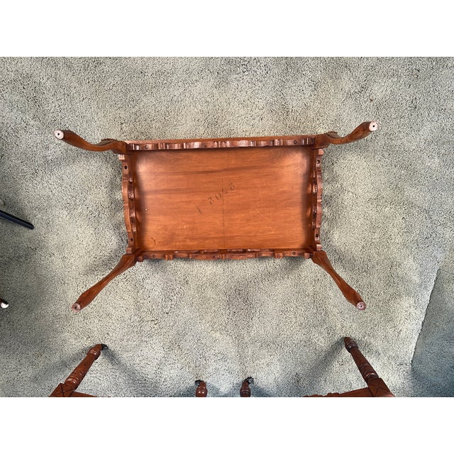 Vintage French Provincial Louis XV Style Walnut Marquetry Coffee Table With Floral Inlay For Sale - Image 4 of 9