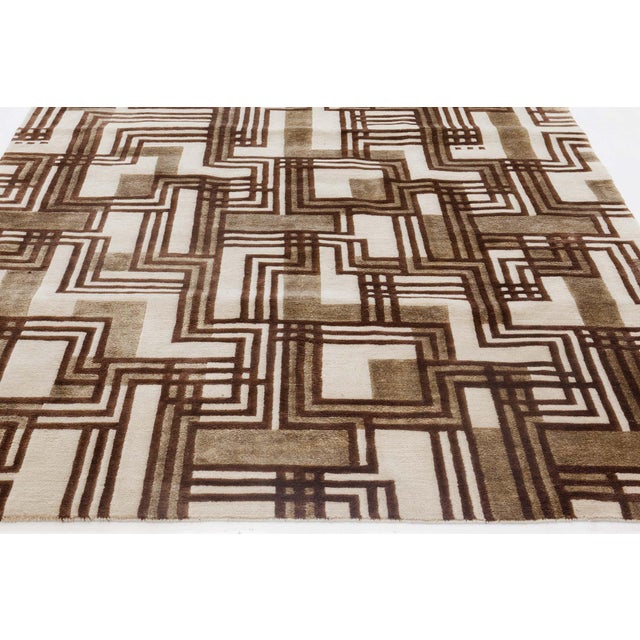 Hand-Knotted Contemporary Maze Rug in Silk and Wool by Doris Leslie Blau For Sale - Image 4 of 7