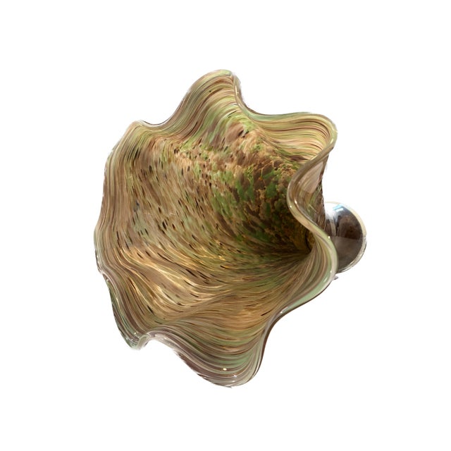Vintage Mid-Century Swedish Confetti Frit Glass Handkerchief Vase - Mantorp Era For Sale - Image 4 of 8