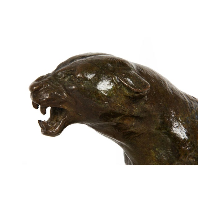 Metal Modernist Bronze Sculpture of a Roaring Panther by Adolphe Geoffroy & Susse For Sale - Image 7 of 18