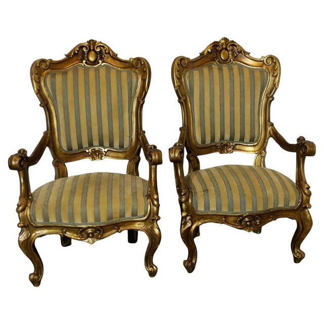 Antique Italian Carved Chairs, 1900, Set of 2 For Sale - Image 9 of 9