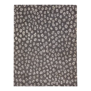Contemporary Moroccan Style Charcoal Handmade Allover Wool & Viscose Rug