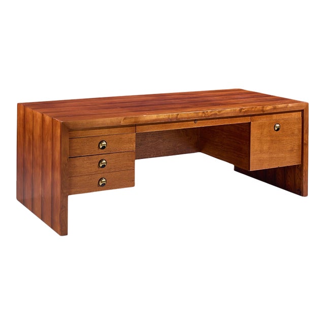 Edward Wormley for Dunbar Mid Century Rosewood and Brass Executive Desk For Sale