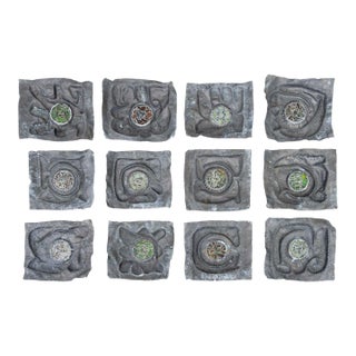 Mid-Century Glass and Metal Panels, 12 For Sale