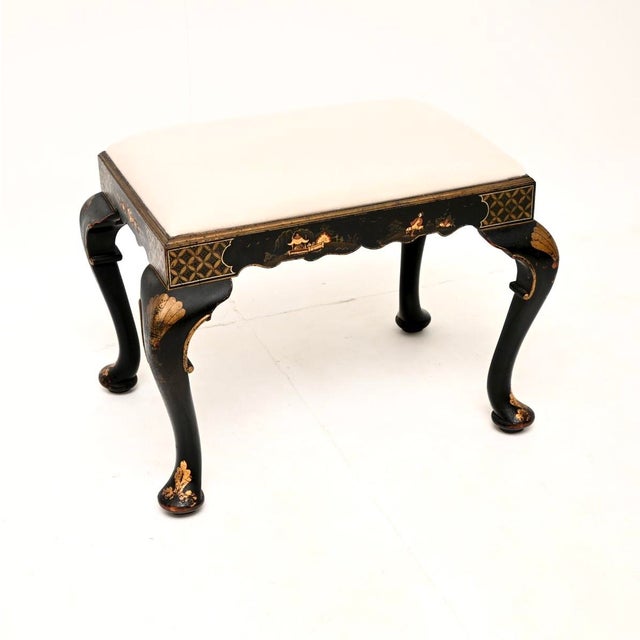 Antique Lacquered Chinoiserie Stool, 1900 For Sale - Image 4 of 11
