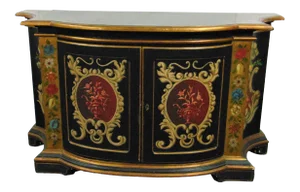 Italian Florentine Black Gilt Decorated Credenza