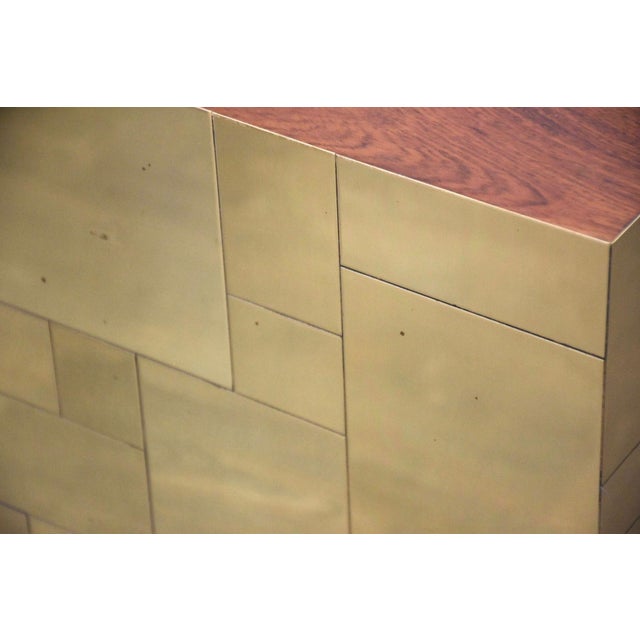 Brass 1970s Paul Evans Cityscape Brass and Rosewood End Table For Sale - Image 8 of 8