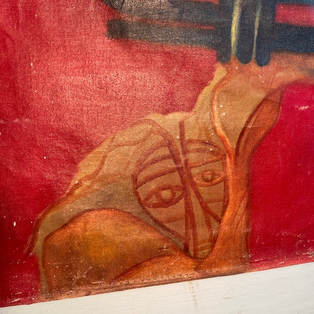 1960s 1960’s Mid Century Modern, Afro Style Surrealist Abstract, in the Style of Wiferdo Lam For Sale - Image 5 of 10