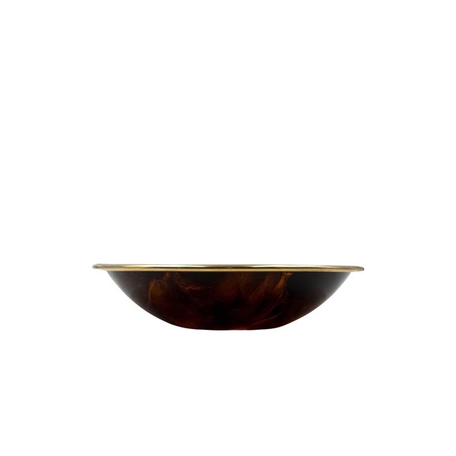 Hollywood Regency Brass and Tortoiseshell Lucite Bowl / Centerpiece, Italy 1970s For Sale - Image 6 of 10