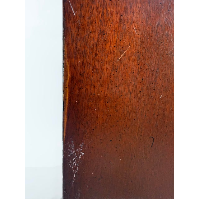 George III or Hepplewhite Style Mahogany Secretary Bookcase With Arch Pediment Offered for sale is a lovely and elegant...