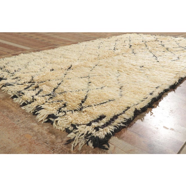 Beige Vintage Moroccan Beni Ourain Rug - 06'02 x 10'05 For Sale - Image 8 of 9