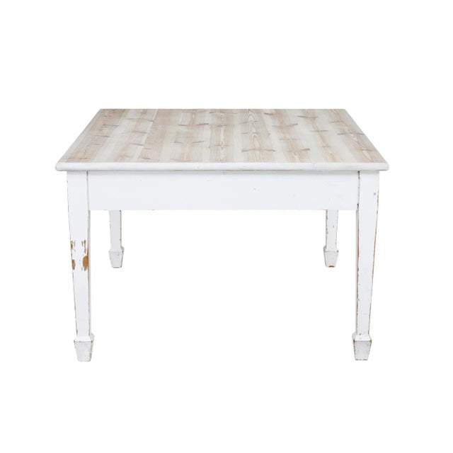 White Large 19th Century Swedish Painted Pine Kitchen Table, 1890s For Sale - Image 8 of 10